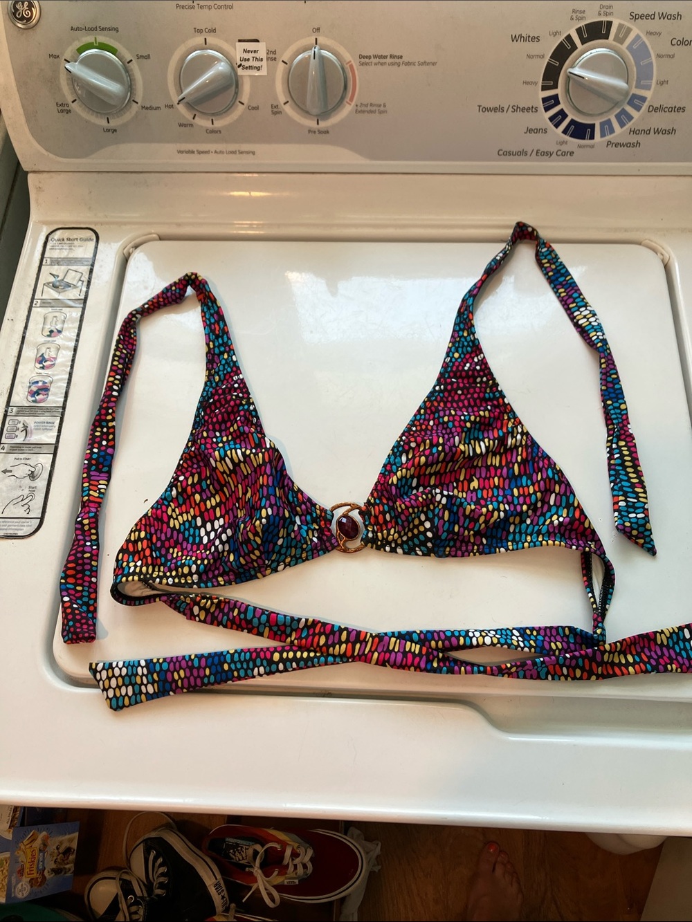 Trina Turk bikini top center jewel small triangle swim halter